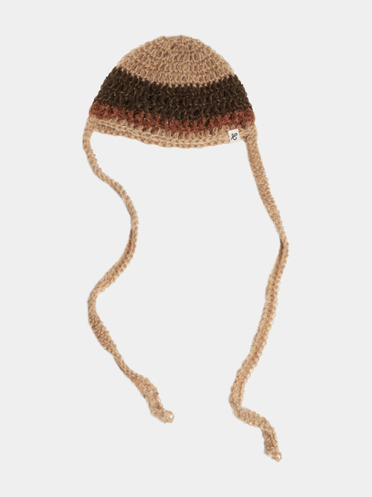 Mohair Crochet Beanie_Yellow, Brown