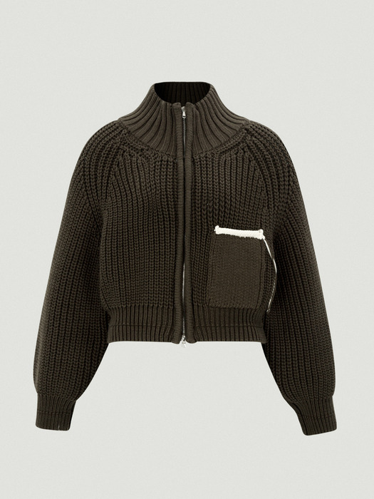 Lupe Knit Zip-Up (Brown)