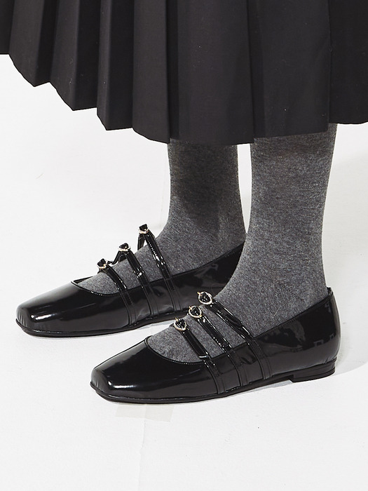 SERENITY_black 23FW Leather Mary Jane Flatshoes