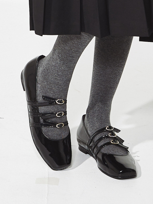 SERENITY_black 23FW Leather Mary Jane Flatshoes