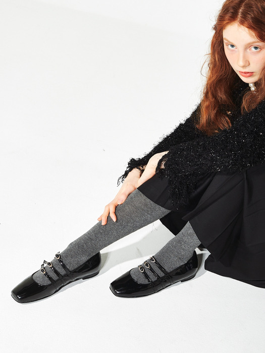 SERENITY_black 23FW Leather Mary Jane Flatshoes