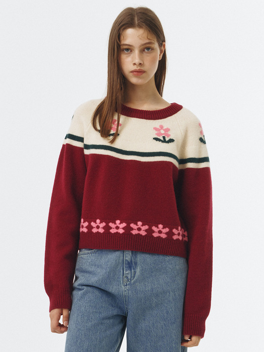 Petit Flower Jacquard Knit Pullover VC239OPO010M