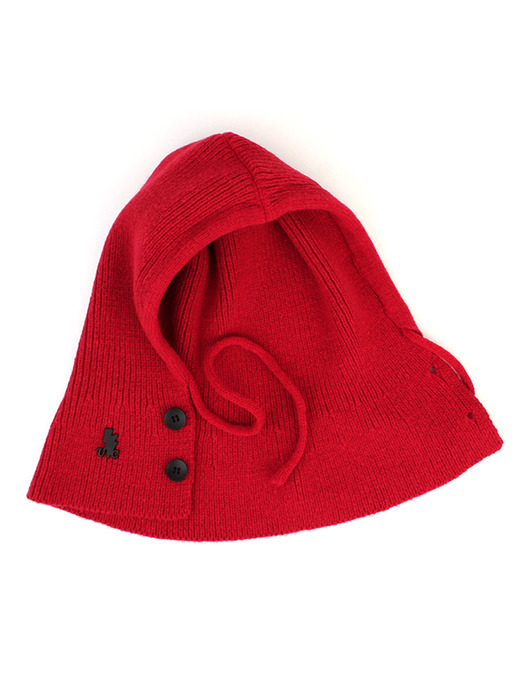 Wool Knit Red Open Balaclava 바라클라바