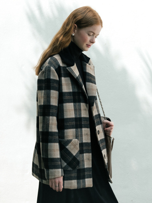 Cest_English check wool coat