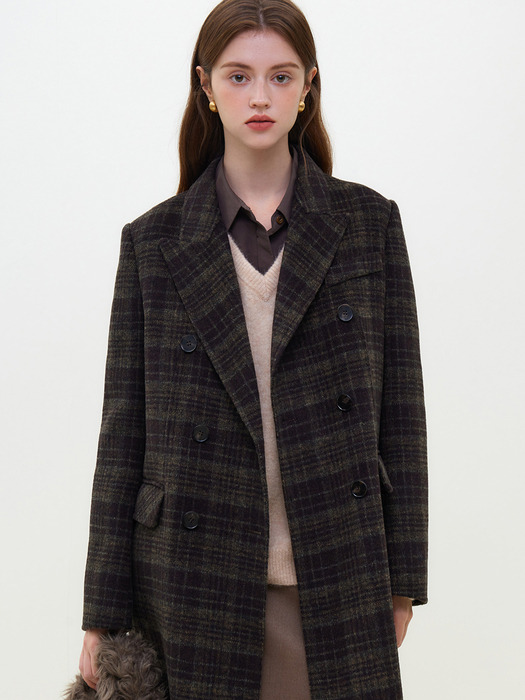 WD_High-end plaid woolen coat