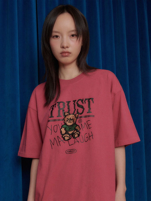 Trust bear Over fit T-Shirts AS1105 (Pink)