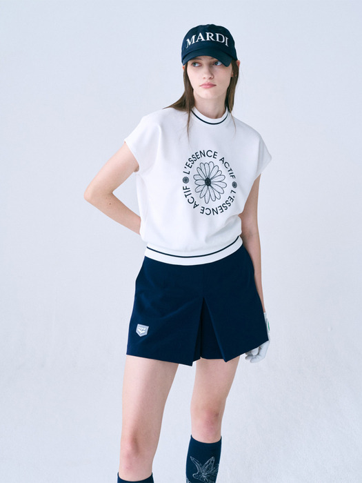 EMBLEM EMBROIDERED ACTIVE TOP _IVORY NAVY