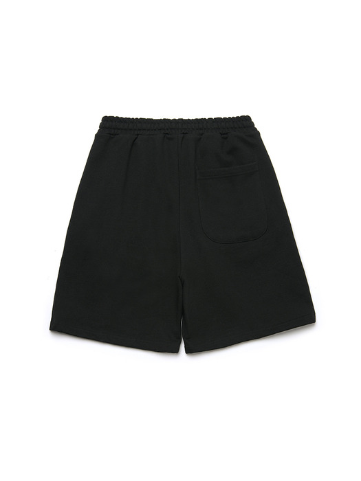 pintuck french terry half pants_black