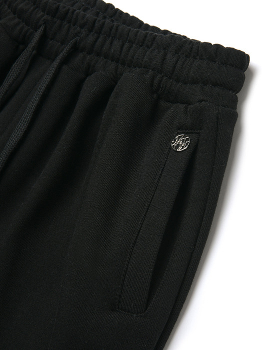 pintuck french terry half pants_black