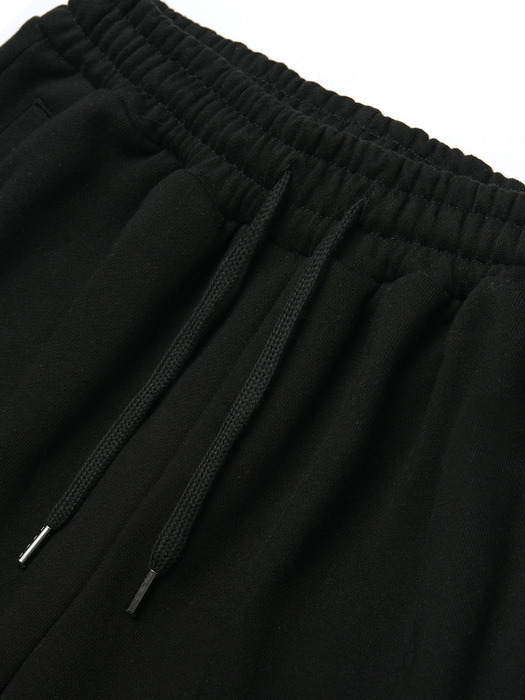 pintuck french terry half pants_black