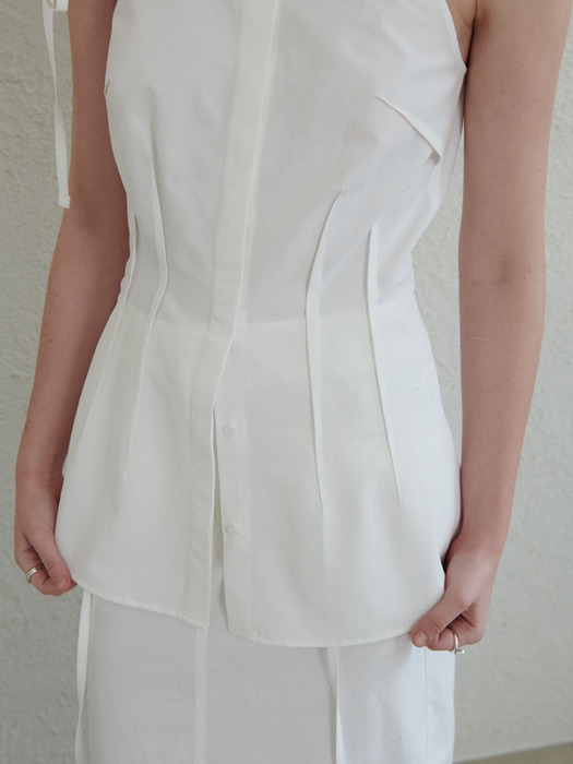 OUT SEAM DETAIL CAMISOLE BLOUSE_WHITE