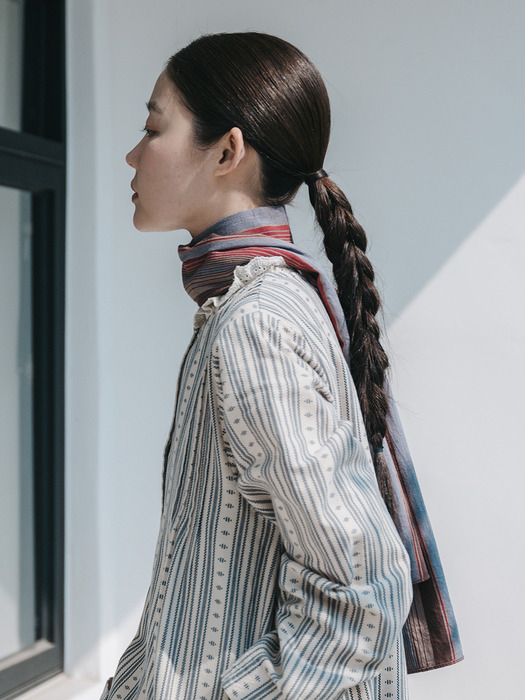 Pattern Cotton Red Stripe Scarf