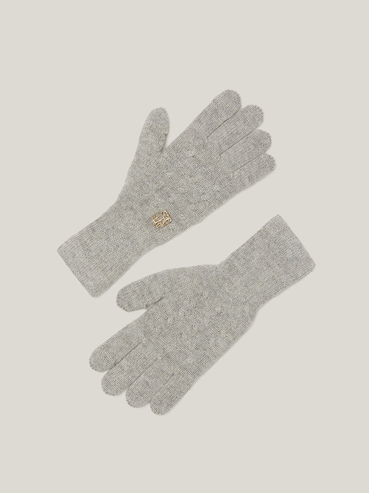 Cashmere 100% Finger Hole Knit Gloves For Womens (Light Heather Grey)