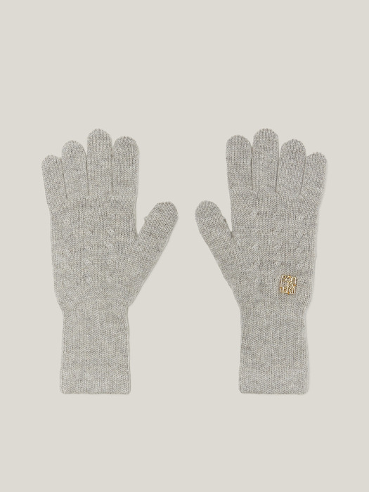 Cashmere 100% Finger Hole Knit Gloves For Womens (Light Heather Grey)