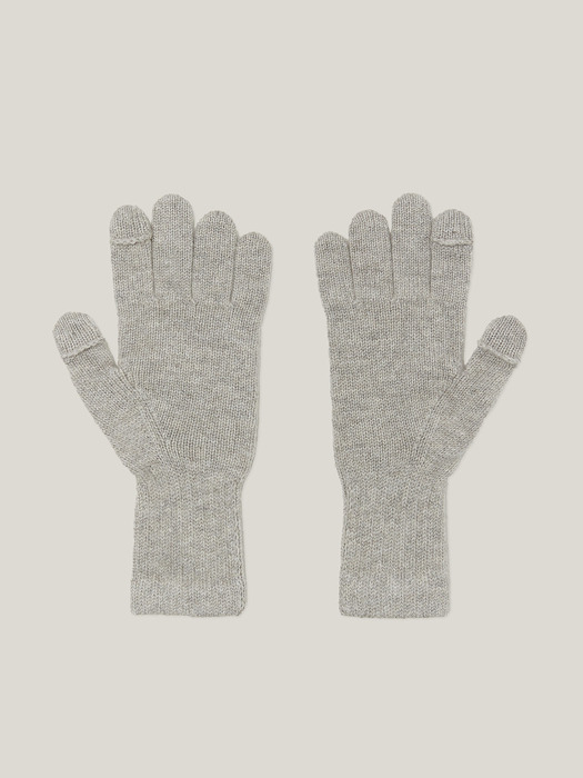Cashmere 100% Finger Hole Knit Gloves For Womens (Light Heather Grey)