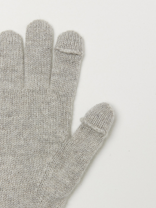 Cashmere 100% Finger Hole Knit Gloves For Womens (Light Heather Grey)