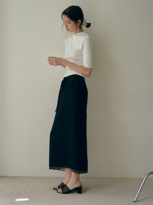 LAYER STRING LONG SKIRT_BLACK