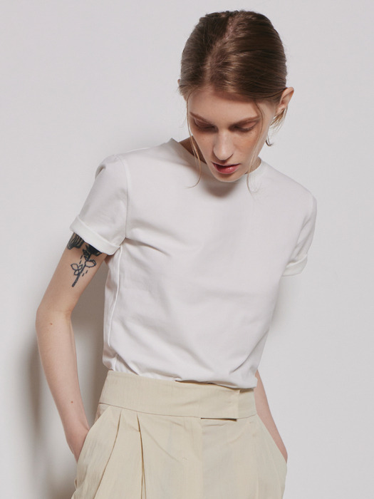 Cotton Slimfit T-shirts_Ivory