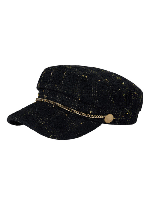 TWEED HUNTING CAP_BLACK GOLD