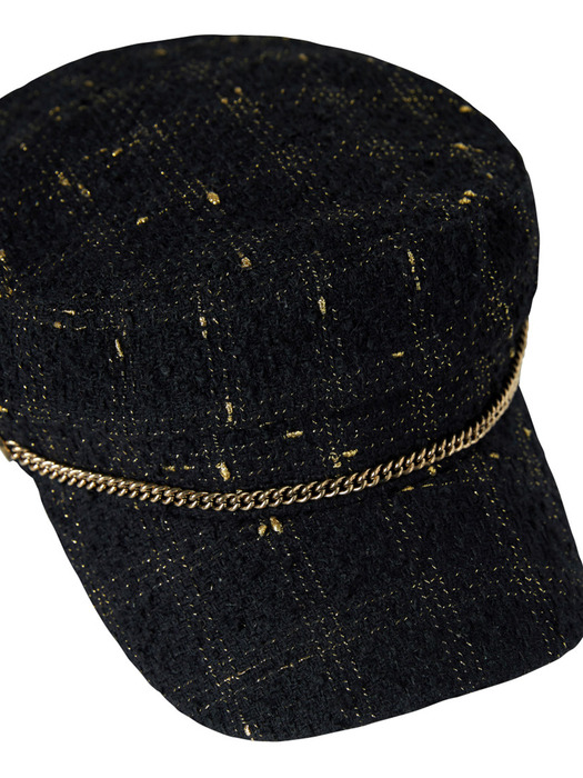 TWEED HUNTING CAP_BLACK GOLD