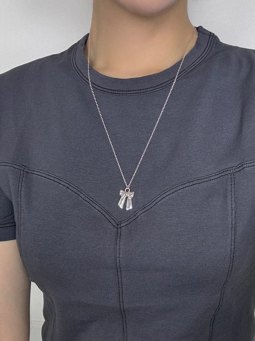 [Silver925] Big ribbon necklace