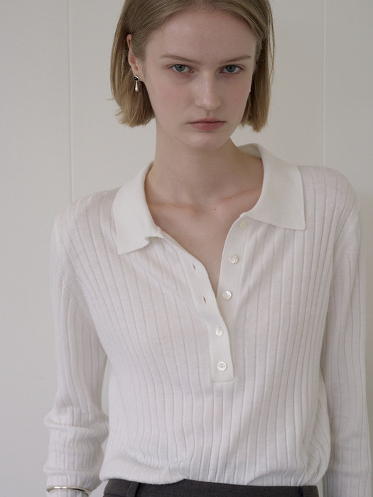 SOFT OPEN COLLAR KNIT_IVORY