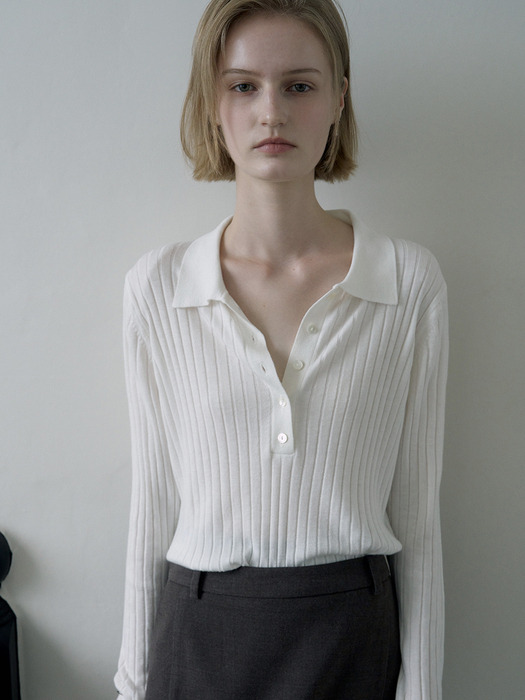 SOFT OPEN COLLAR KNIT_IVORY