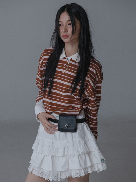 SHIRTS LAYERED STRIPE KARA TSHIRT_BROWN