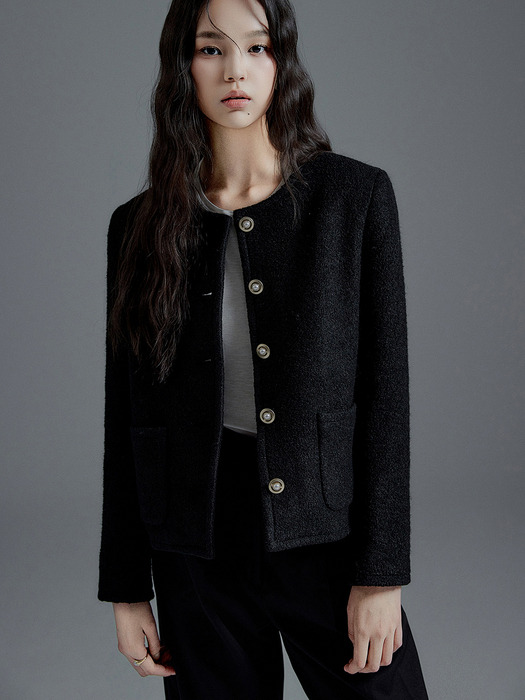 Bessie wool boucle tweed jacket (2colors)