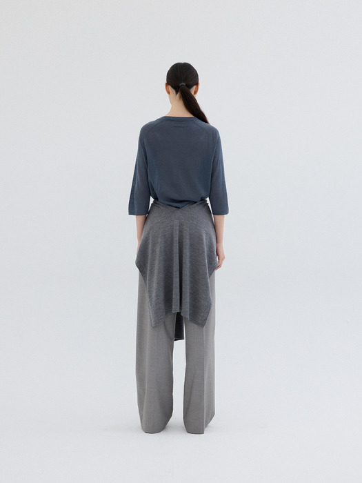 WOOL SILK HALF KNIT TOP_DARK GREY