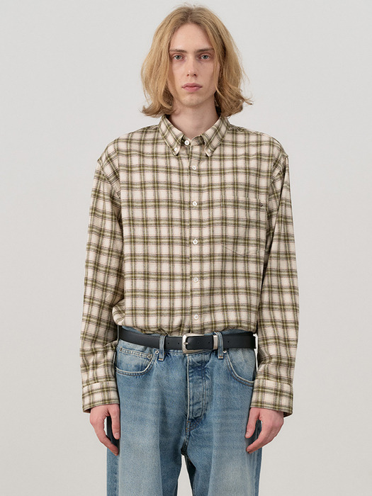 UNISEX CHECK FLANNEL SHIRT GREEN CHECK_M_UDSH4C104E2