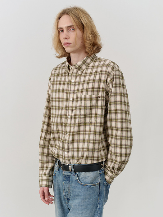 UNISEX CHECK FLANNEL SHIRT GREEN CHECK_M_UDSH4C104E2