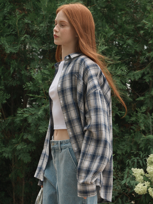 Oversized checkered shirt Blue