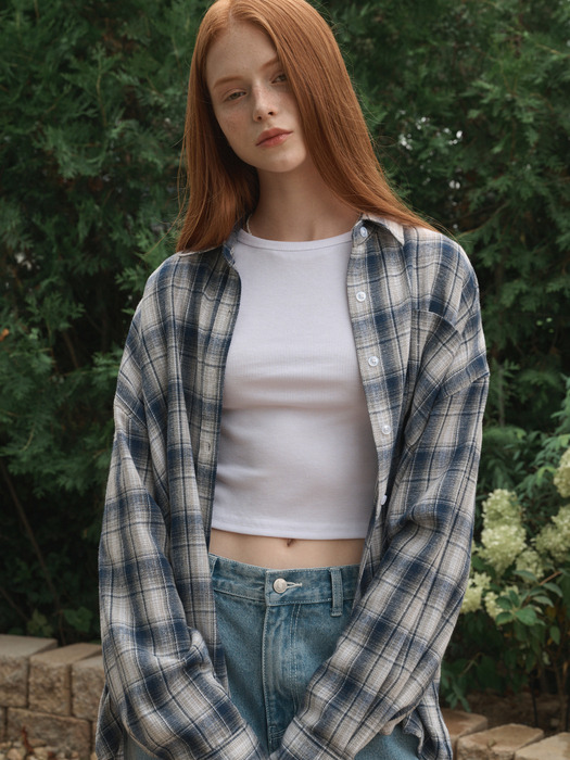 Oversized checkered shirt Blue