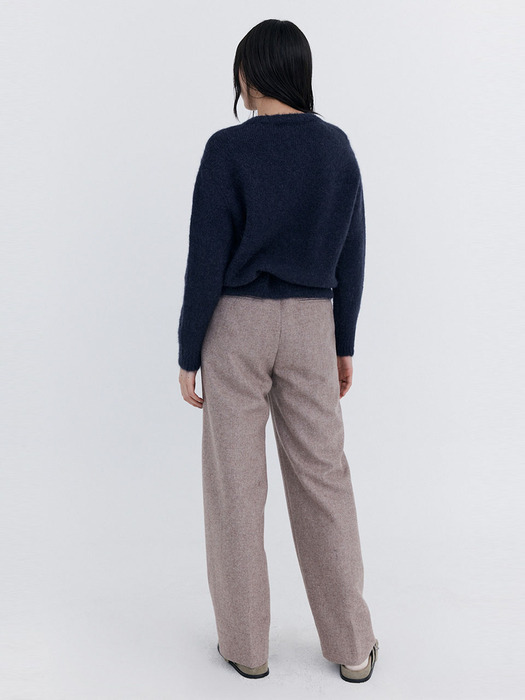 Alpaca Boucle Knit Pullover_Navy