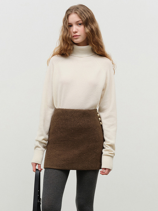 WOOL MINI SKIRT BROWN_UDSK4D224W2