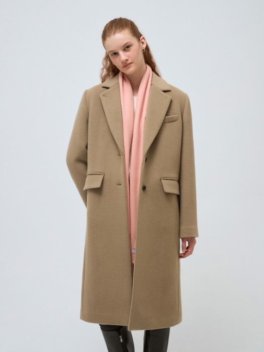 cashmere wool single coat - beige