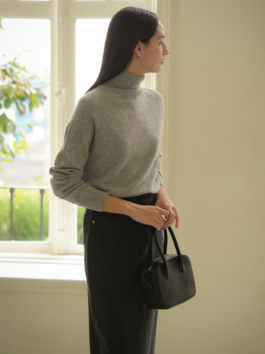 Daily wool blended turtleneck knit_Gray