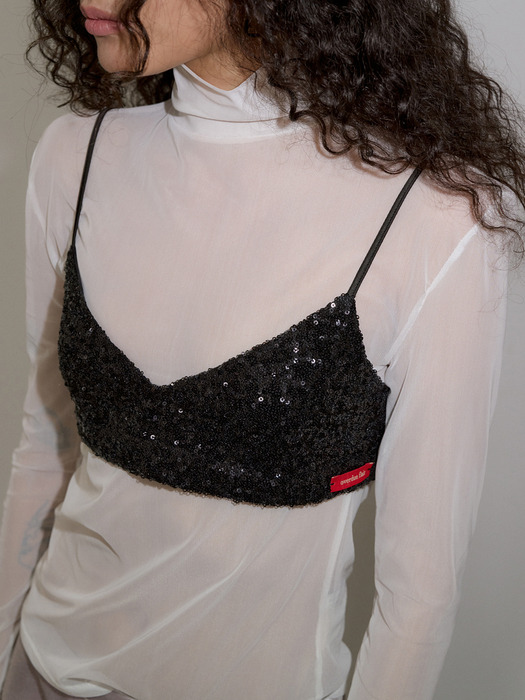 SPANGLE BUSTIER TOP_BLACK