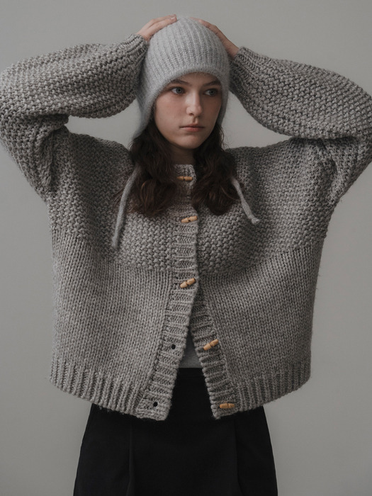 Woolly duffle cardigan (gray)