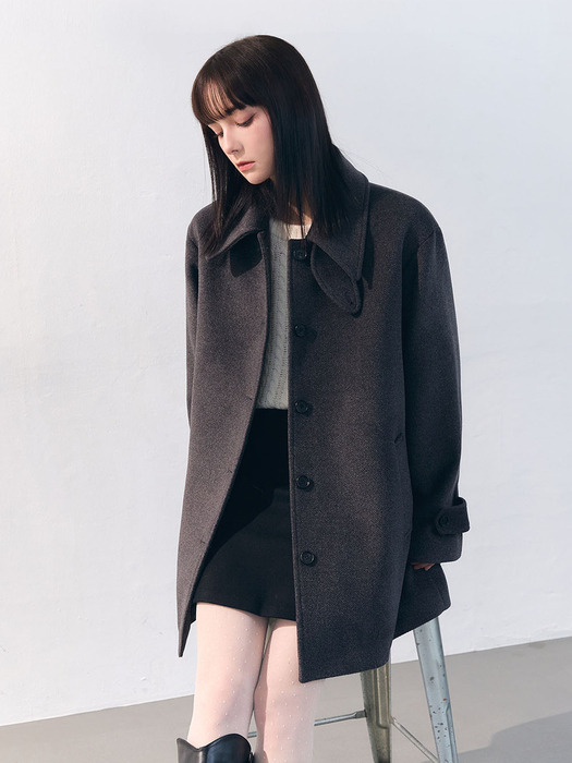 Minimal Balmacan Half Coat - Charcoal