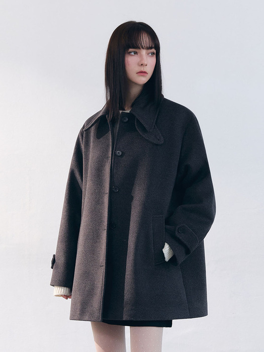 Minimal Balmacan Half Coat - Charcoal