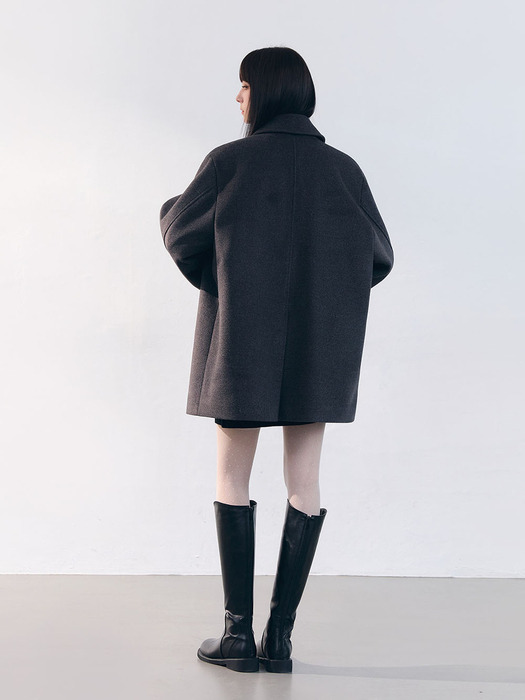 Minimal Balmacan Half Coat - Charcoal