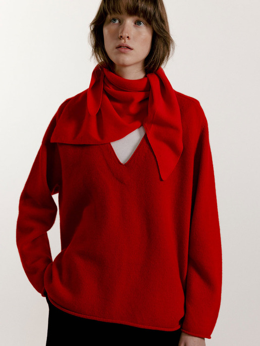 Triangle cashmere muffler (Red)