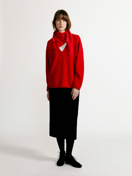 Triangle cashmere muffler (Red)