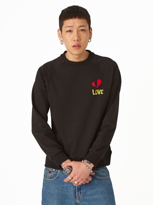 Black Broken Heart Patch Sweatshirt