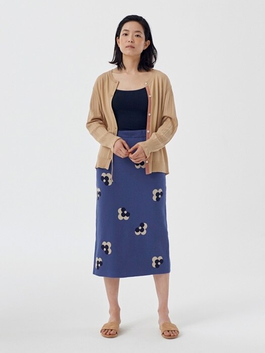 Motive knit Skirt_Blue