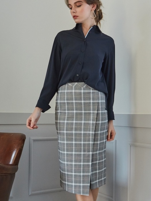 CHECK H-LINE SKIRT GREY