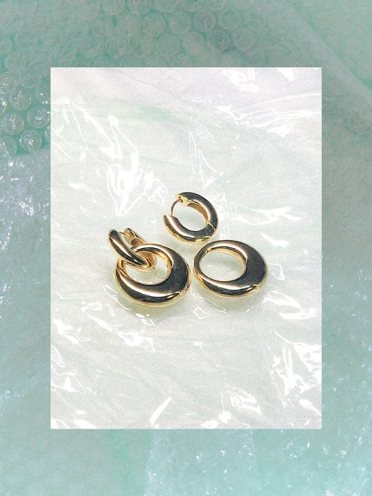 Double Gold Ring Earrings
