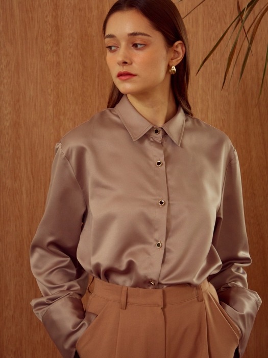 [By Joorti] J265 Silky blouse (bronze grey)